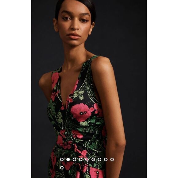 Anthropologie Floral Midi Dress in Black and Pink size 8 - Picture 3 of 9
